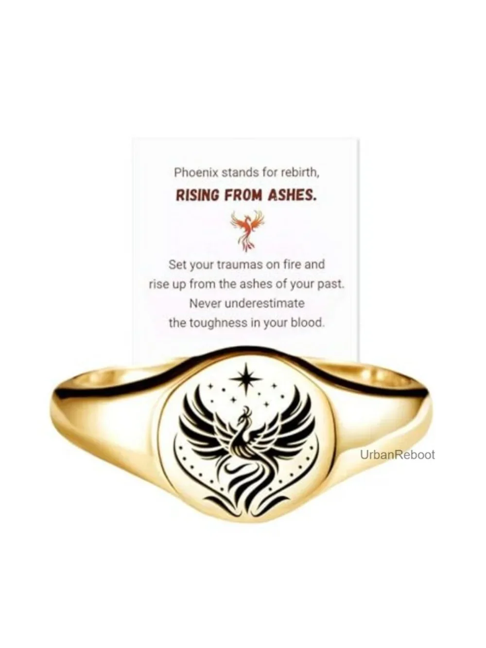 Stainless Steel Phoenix Signet Ring Women's Statement Ring Rise From Ashes